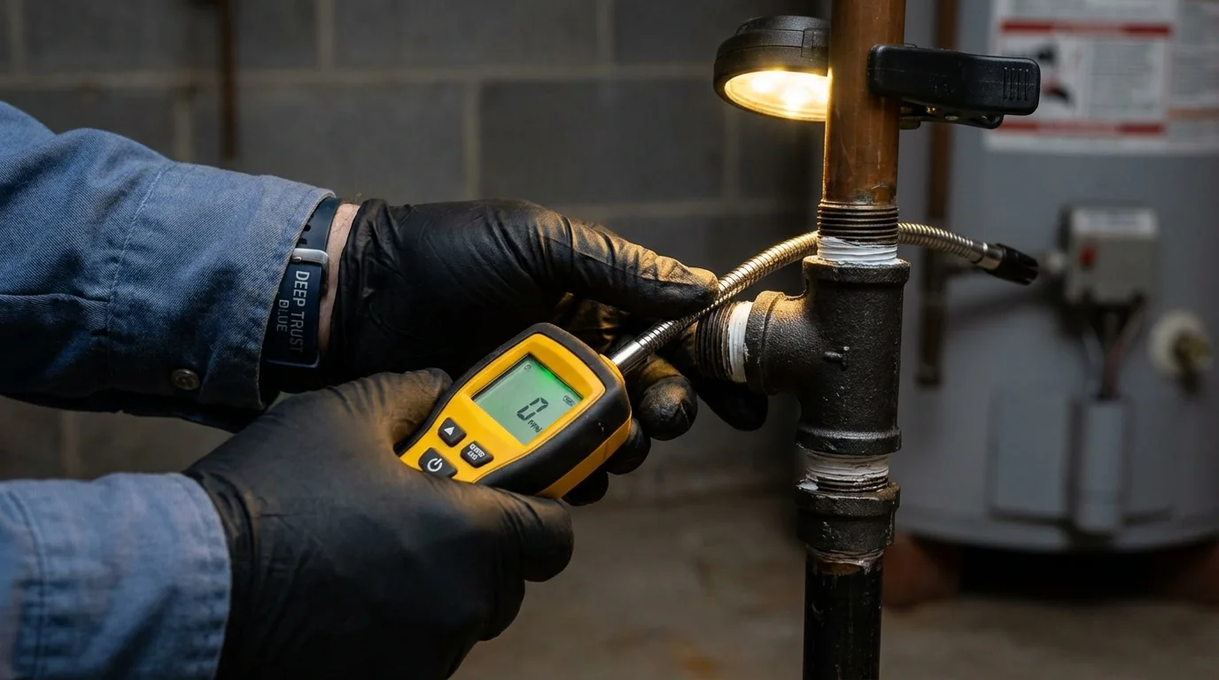 Gas leak detection with electronic sniffer by Johns Plumbing LLC in Prospect